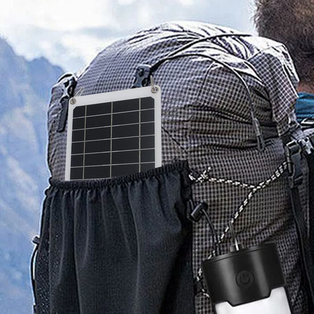 Panel Surya Monokristalin dengan Pengisi Daya Sel Surya Kait 10W 5V Panel Pengisi Daya Surya untuk Penggemar Luar Ruangan dan Pelancong