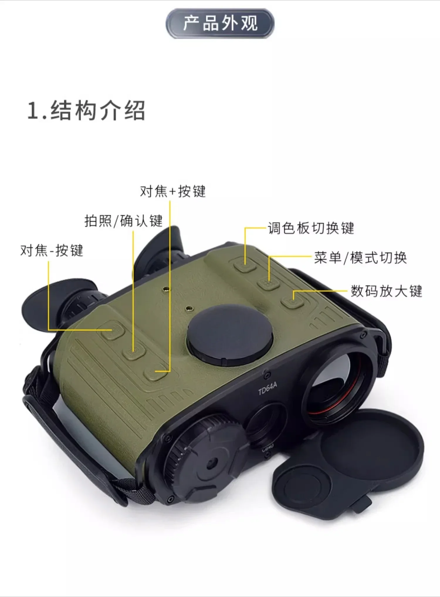 Portable binocular infrared telescope, thermal imager, night vision device