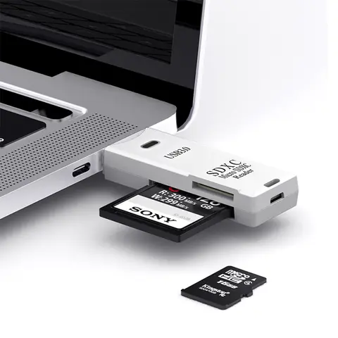 2 In 1 고속 USB 3.0 2.0 마이크로 SD TF 카드 리더 어댑터 데이터 전송 최대 5Gbps 호환성 PC 노트북용 다중