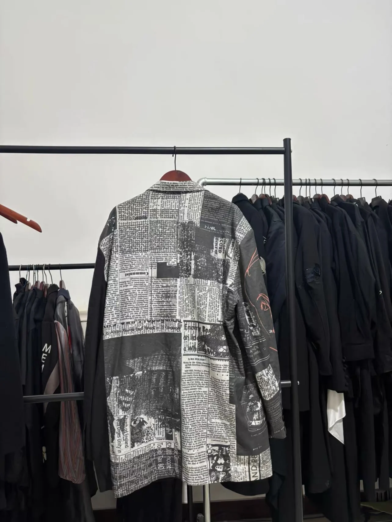 YAMAMOTO-Style Coat 2026 HighQuality Newspaper Print Loose Suit Jacket Dark Style Overcoat Casual Suit Set