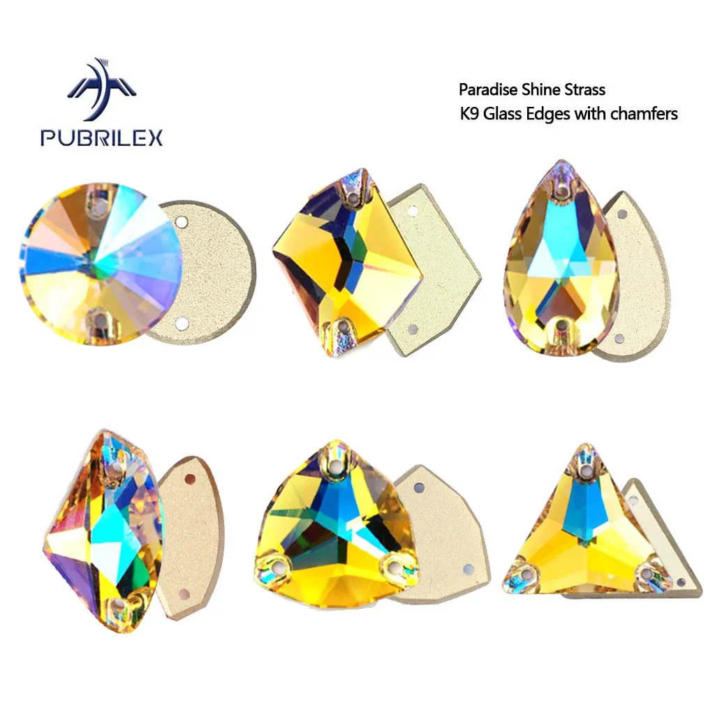 Glitter Paradise Shine K9 Glass Rivoli Navette Drop Sew on Rhinestones Flat Back Strass Crystal Buttons for Clothing Garment