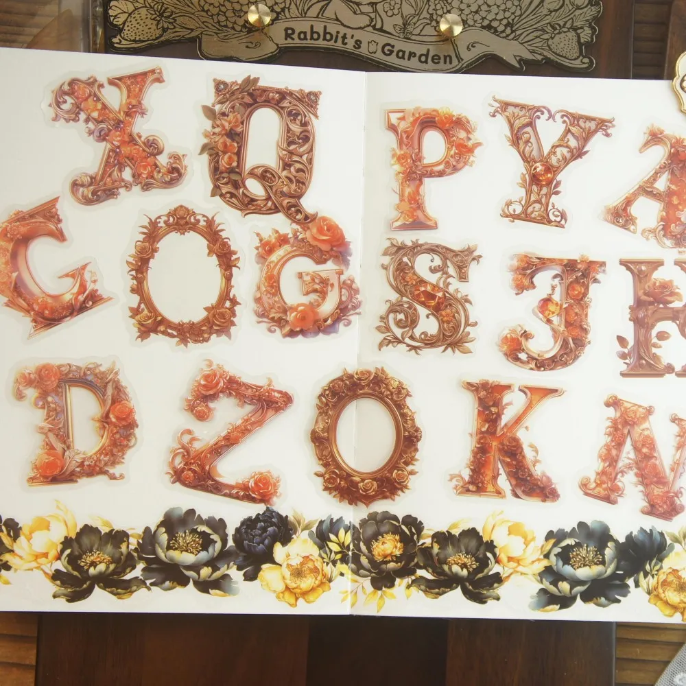 

26pcs Metal Inlaid Gemstone Letter Alphabet Style PVC Sticker Scrapbooking DIY Wedding Gift Tag Decoration