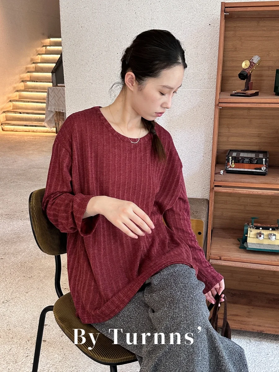 

by Turnns Commuter Lazy Striped Long Sve Knitted Cover up Women's Loose Fit Polyester Fiber Faion Sle Autumn Season