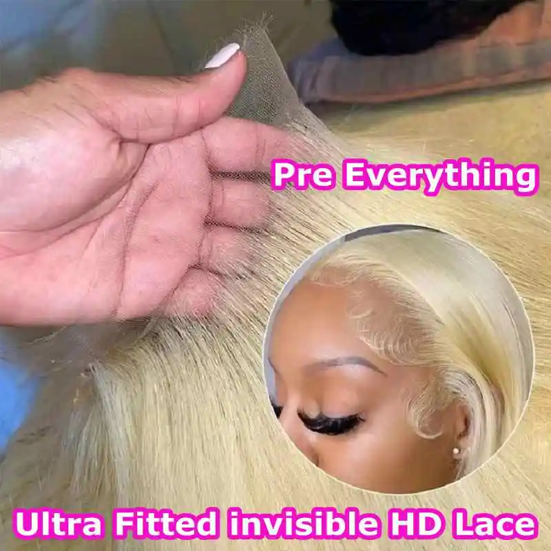 Ultra Fitted HD Lace Frontal Human Hair Pre Plucked 613 Pre Everything 13x4 13x6 Lace Frontal Blonde Straight Malaysia Remy Hair