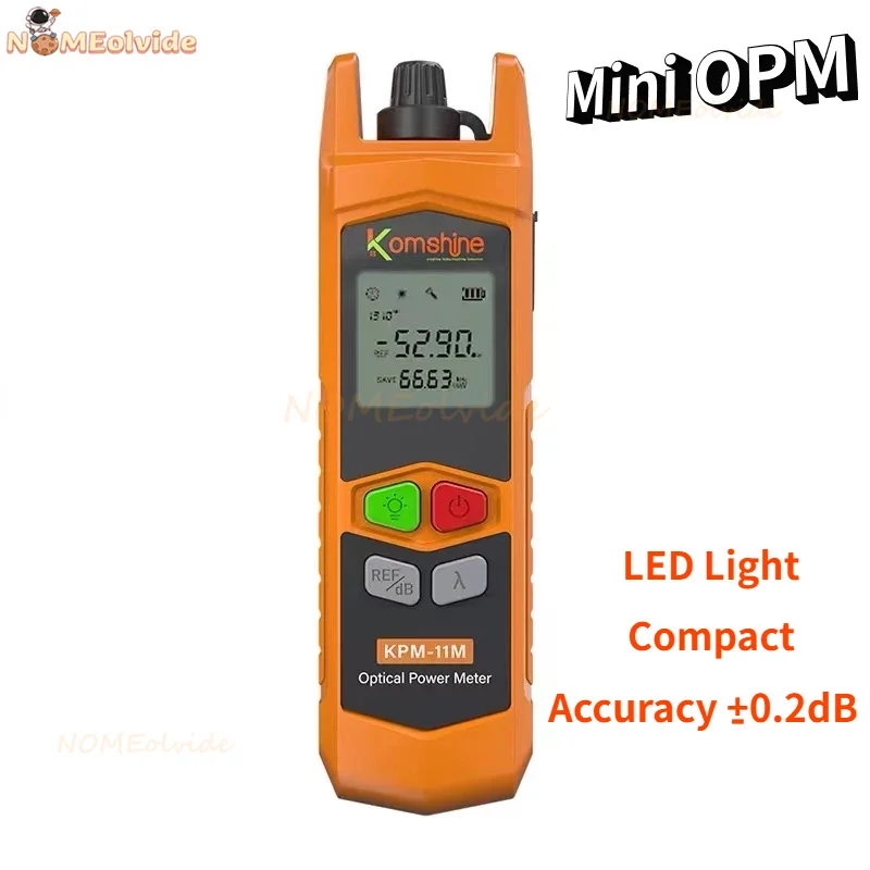 Fiber Optic Mini Power Meter KPM-11M with LED Light. LC Adapter 1.25mm Suit for Power Meter, Light Source, VFL Handheld Mini OPM