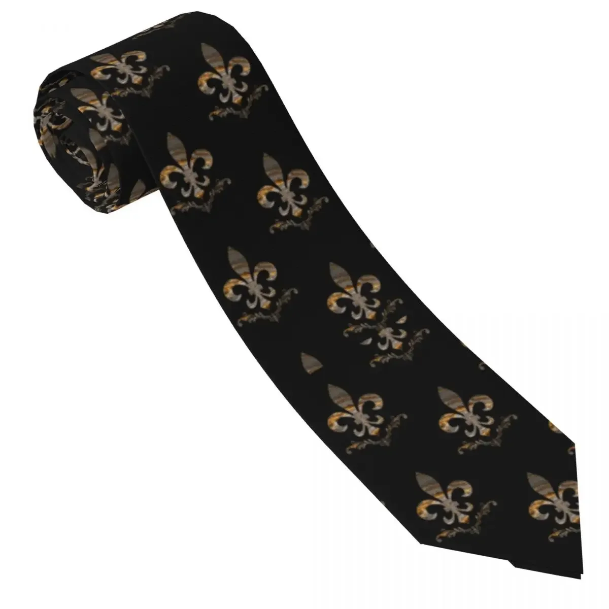 Custom Royal Fleur De Lis Neck Ties Men Printed Necktie Lily Flower Four Seasons Fashion Tie Necktie For Father's Day