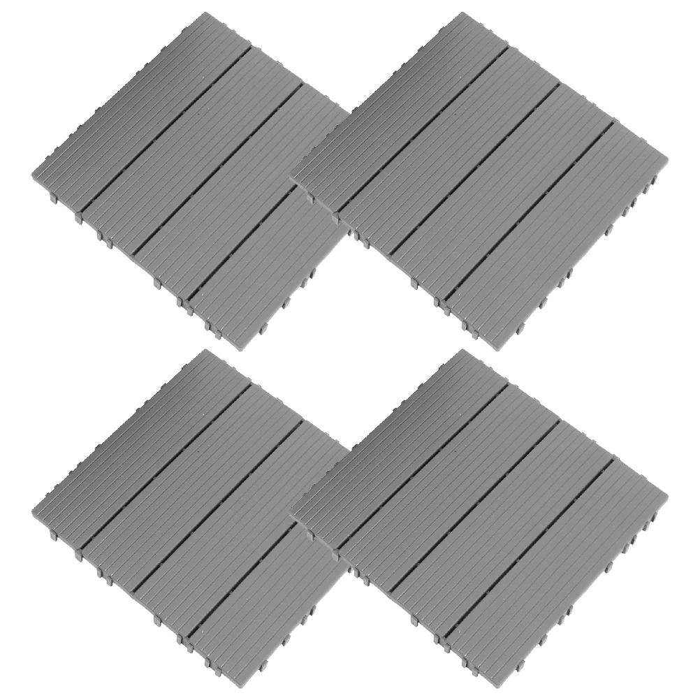 

4 Pcs Outdoor Floor Waterproof Durable Interlocking Deck Tiles Grid Flooring Garden Balcony Yard Easy Assembly Long Use