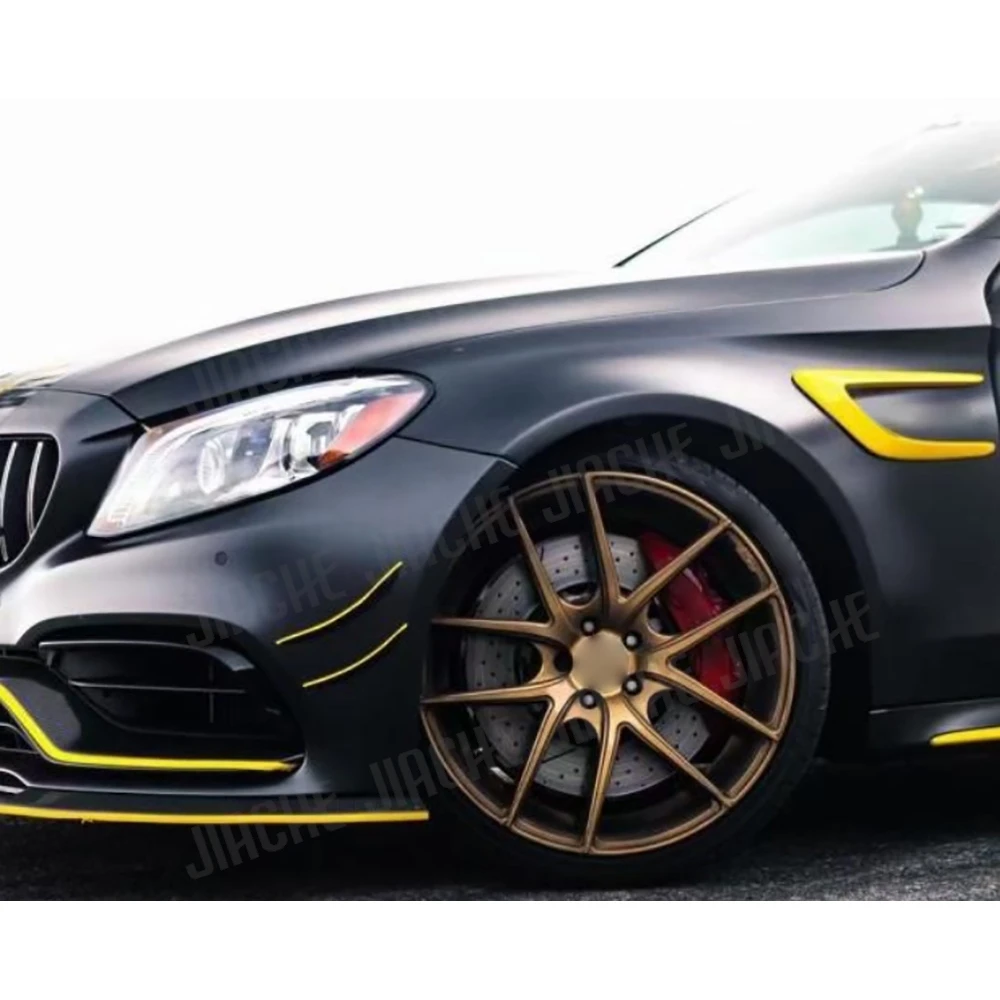 For C Class Carbon Fiber Side Bumper Trims Fender Vents For Mercedes Benz W205 C63 AMG C200 C260 C300 Sedan Coupe 2015-2017
