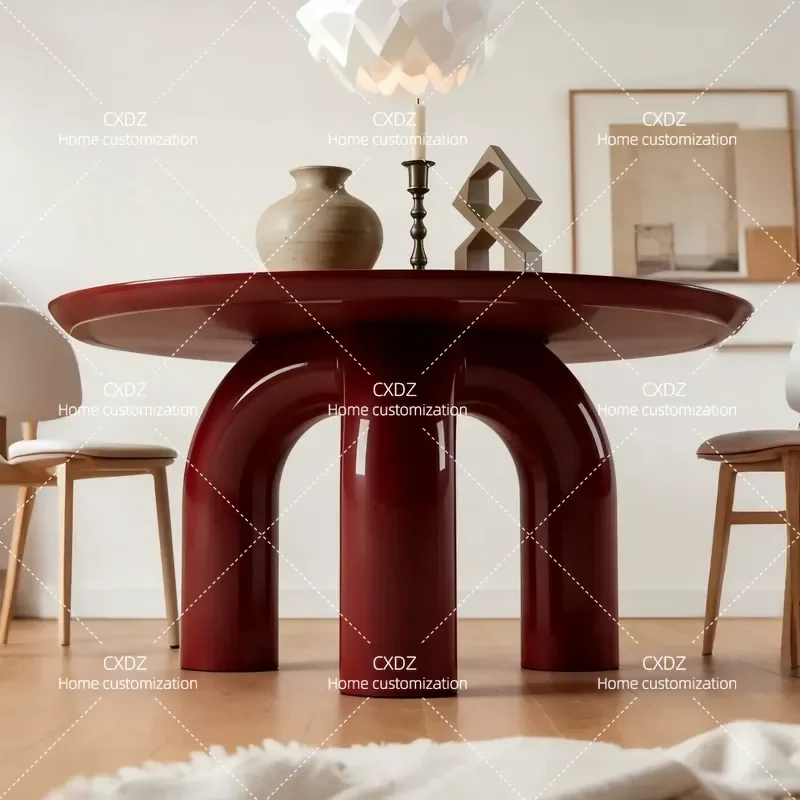 Painted Solid Wood Dining Table Modern Simple Round Rectangular Kitchen Dinner Table for Home Household Furniture