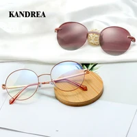 KANDREA-gafas de sol polarizadas de Metal Retro para mujer, lentes graduadas para miopía óptica, diseño de marca de moda, monturas, 95819