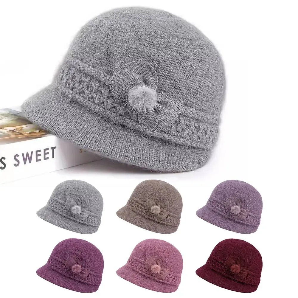 

Keep Warm Plus Velvet Women's Knitted Hat Windproof Thicken Skullies Beanies Casual Mom Warmer Cap Outdoor