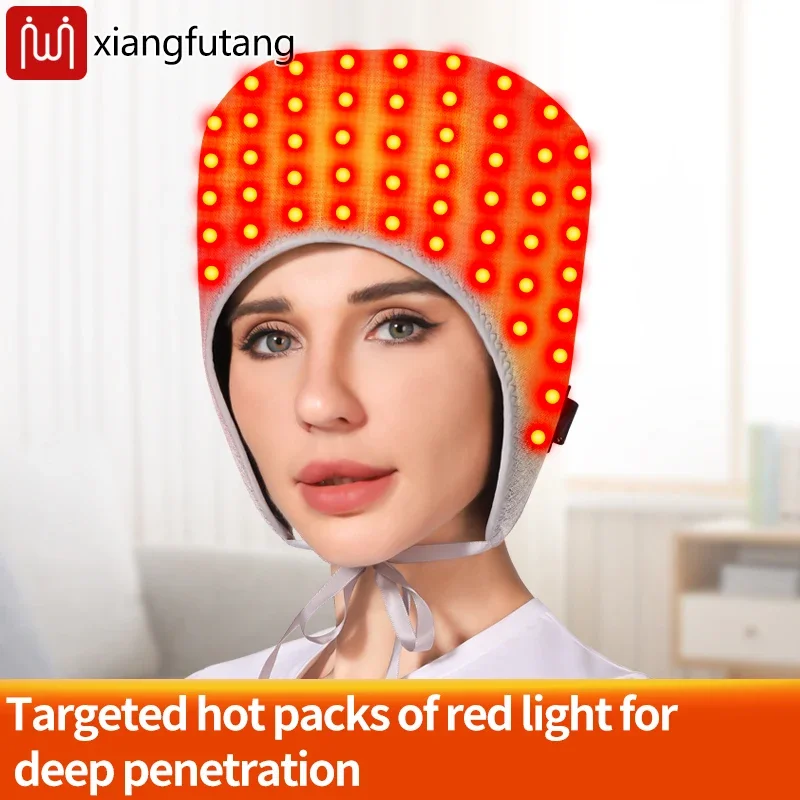 Full-Wrap Heated Head Massager Winter Cold-Proof Warm Hat Red Light Head Relaxation Stress Relief Sleep Aid Home Use