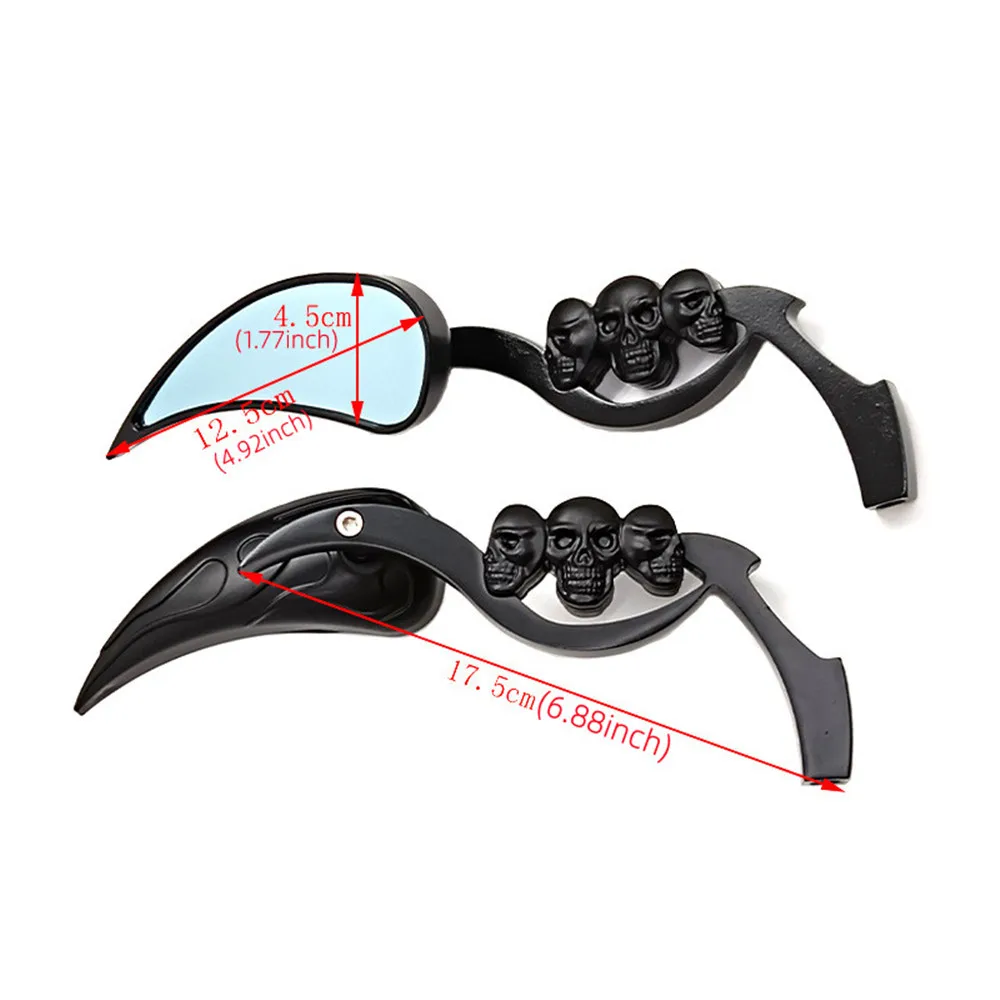 Pair M8 M10 Motorcycle Mirror Universal Skull Rearview Side Mirrors For Honda Kawasaki Yamaha Chopper Touring Old School