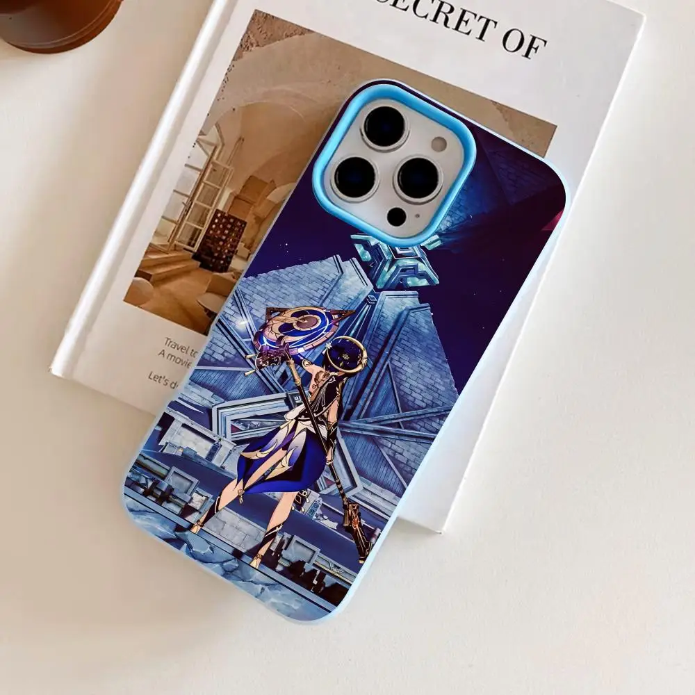 

Game GI Candace Phone Case for iPhone 17 16 15 14 13 12 11 Air Pro Max Plus Jelly Double layer Light Blue Cover