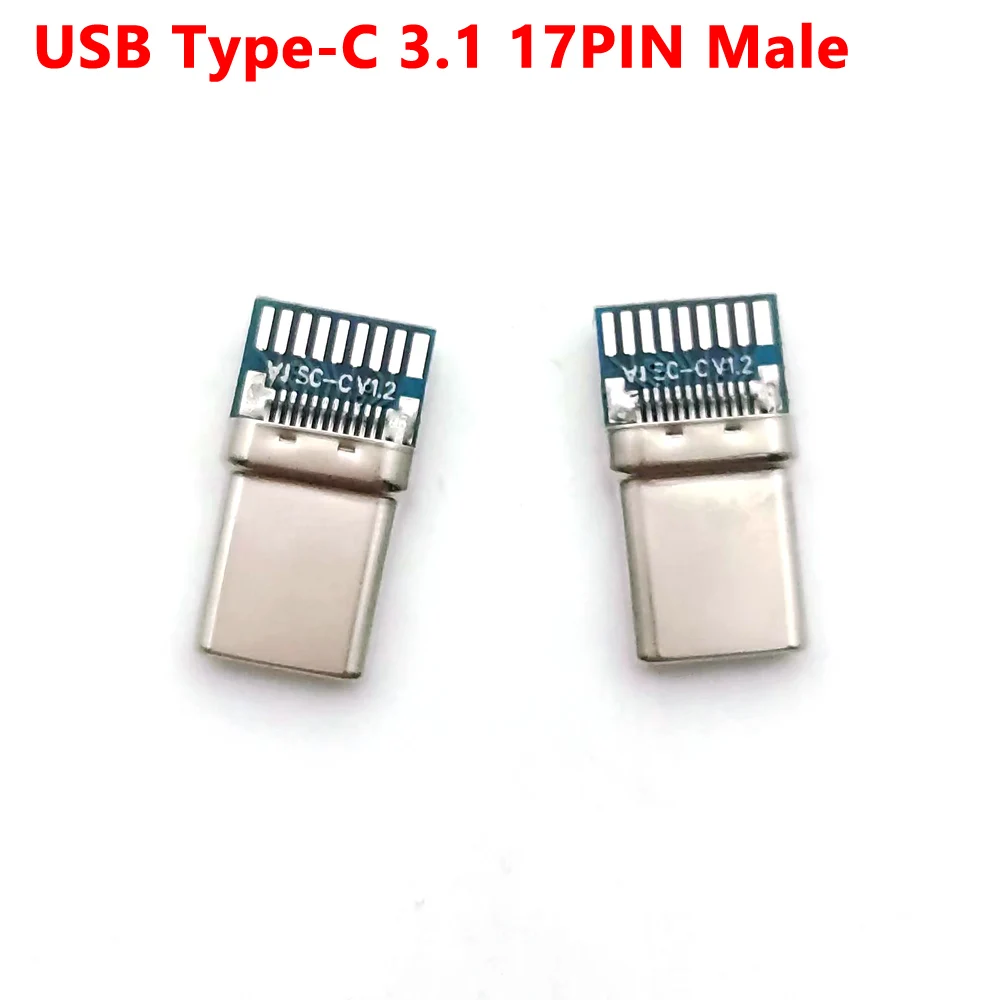 50 szt. Złącze USB 3.1 Type-C 17 Pinów Męskie Gniazdo Adapter do Lutowania Przewodów i Kabli 17 Pinów Obsługa Płytek PCB — zdjęcie 2