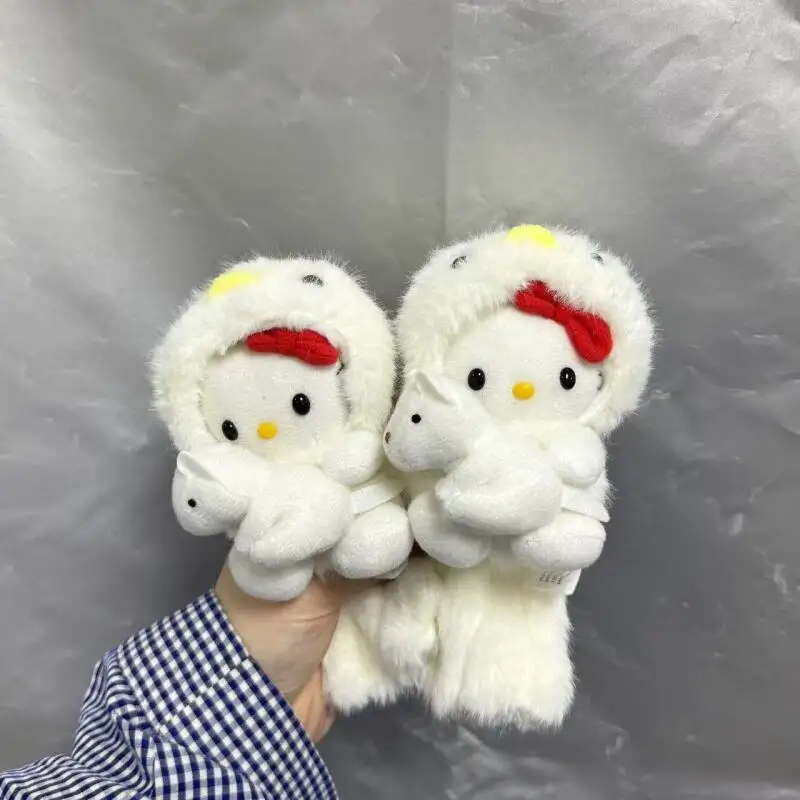 Leuke Cartoon Kawaii Negenstaartvos met witte staart Hellokitty Pluche Pop Sleutelhanger Tas Hanger Speelgoed Cadeau