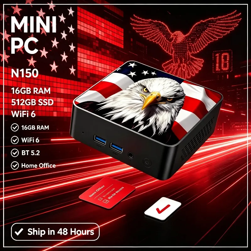 Intel N150 Gaming Desktop Portable Mini PC, Windows 11 Pro, 16GB RAM, 1TB/2TB SSD, Wi‑Fi 6, BT5.2, for Office & Gamers.