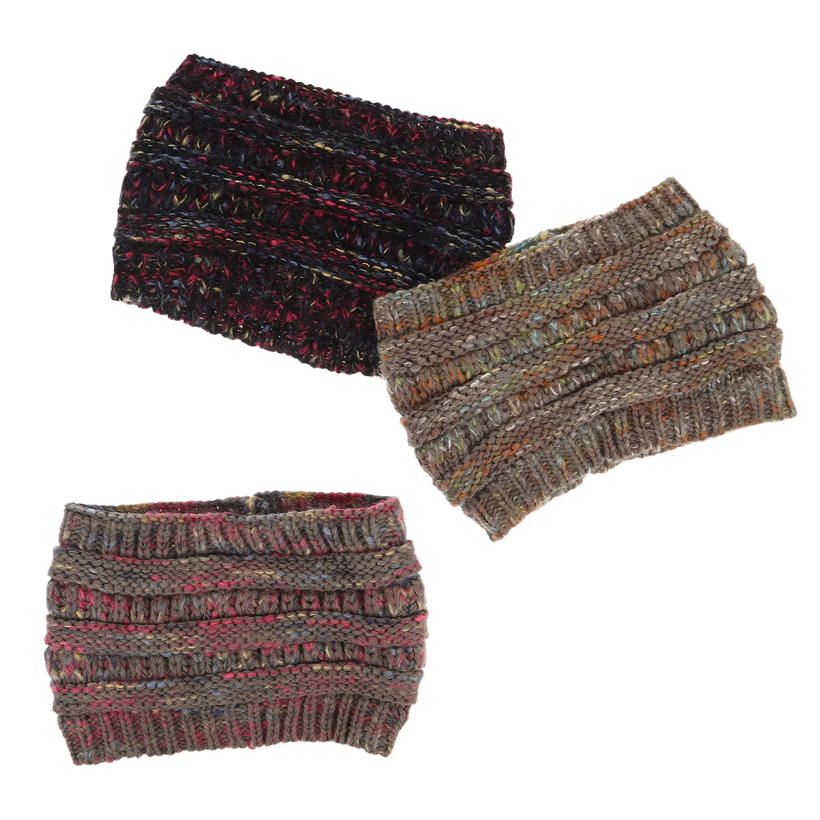 

3Pcs Women Thermal Knit Headbands Thick Fleece Lined Ear Warmers Headband Soft Stretchy Vintage Elastic