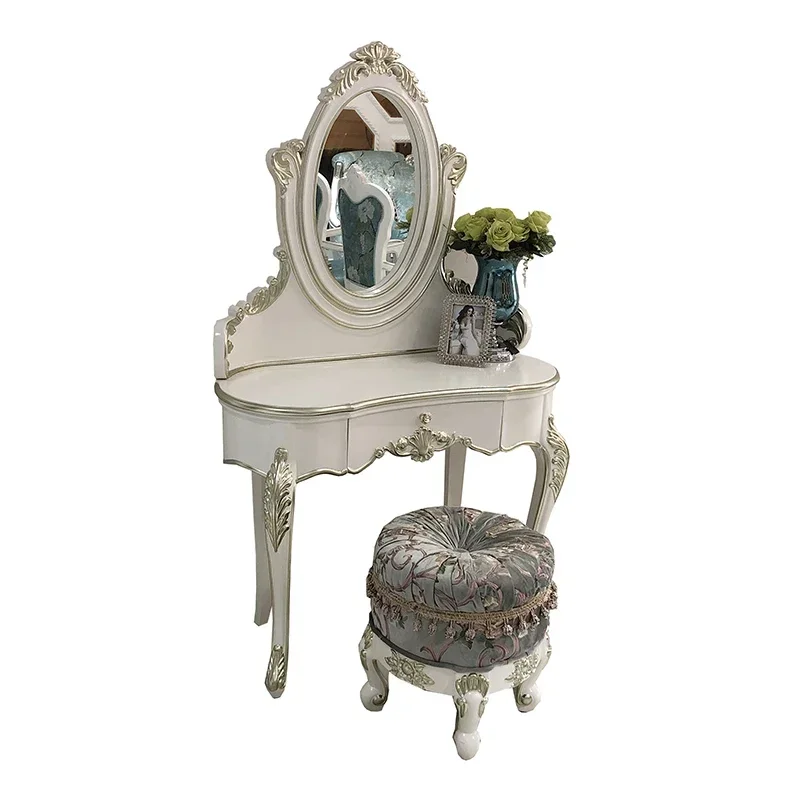 European style solid wood dressing table stool combination neoclassical dressing table small family bedroom dressing table