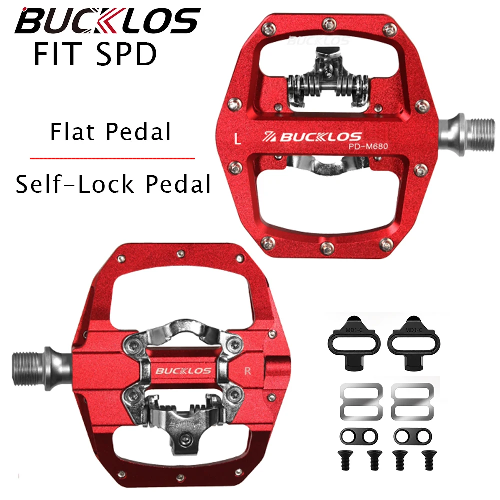 BUCKLOS MTB Clipless Pedal Fit SPD Mountain Bike Self-locking Pedal Bicycle Mixed Pedals Bicycle Lock/Platform Pedals