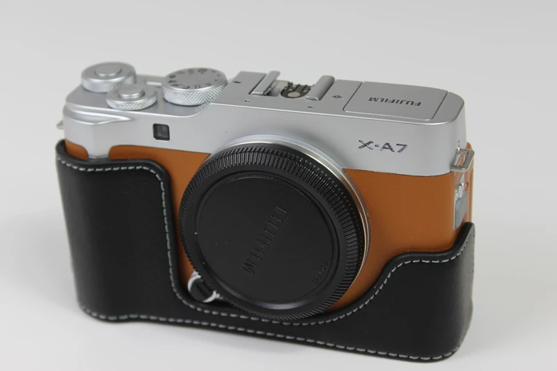 Capa de Couro Real Genuine para Fujifilm, Camera Bag, Half Body Base, Proteção Tampa Inferior Abertura, X-A7, XA7, XA5, X-A10, XA10, XA20