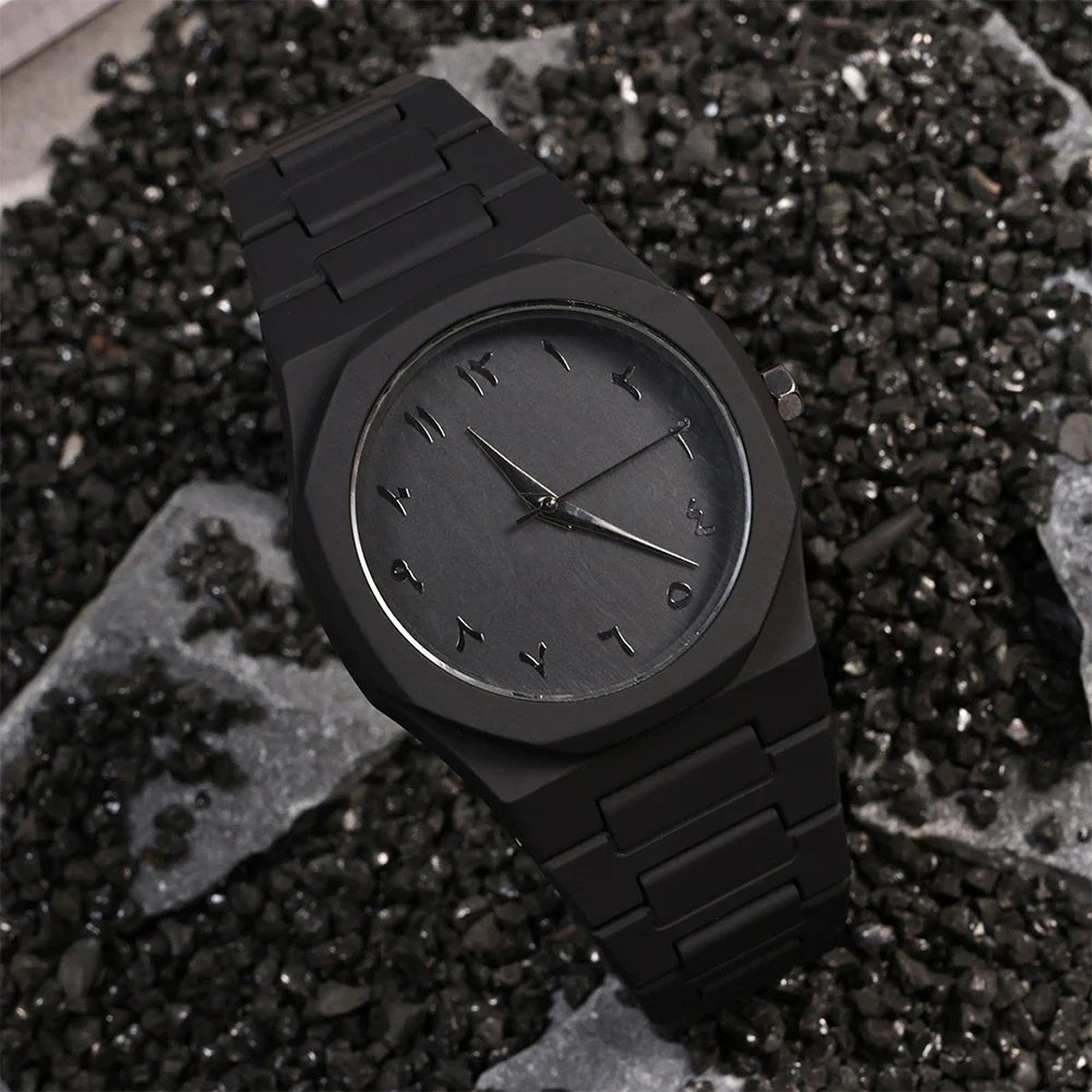 Modern Minimalist All-black Men's Watch Arabic Digital Sports Leisure Quartz Watch Unique Design