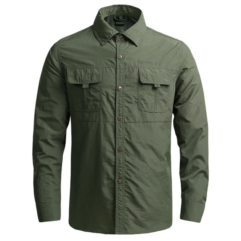 Hot Tactical Hiking Shirts Men Long Sleeve Cargo Work Shirt Summer Outdoor Quick-dry Military Camping Hunting Fishing Work Shirt