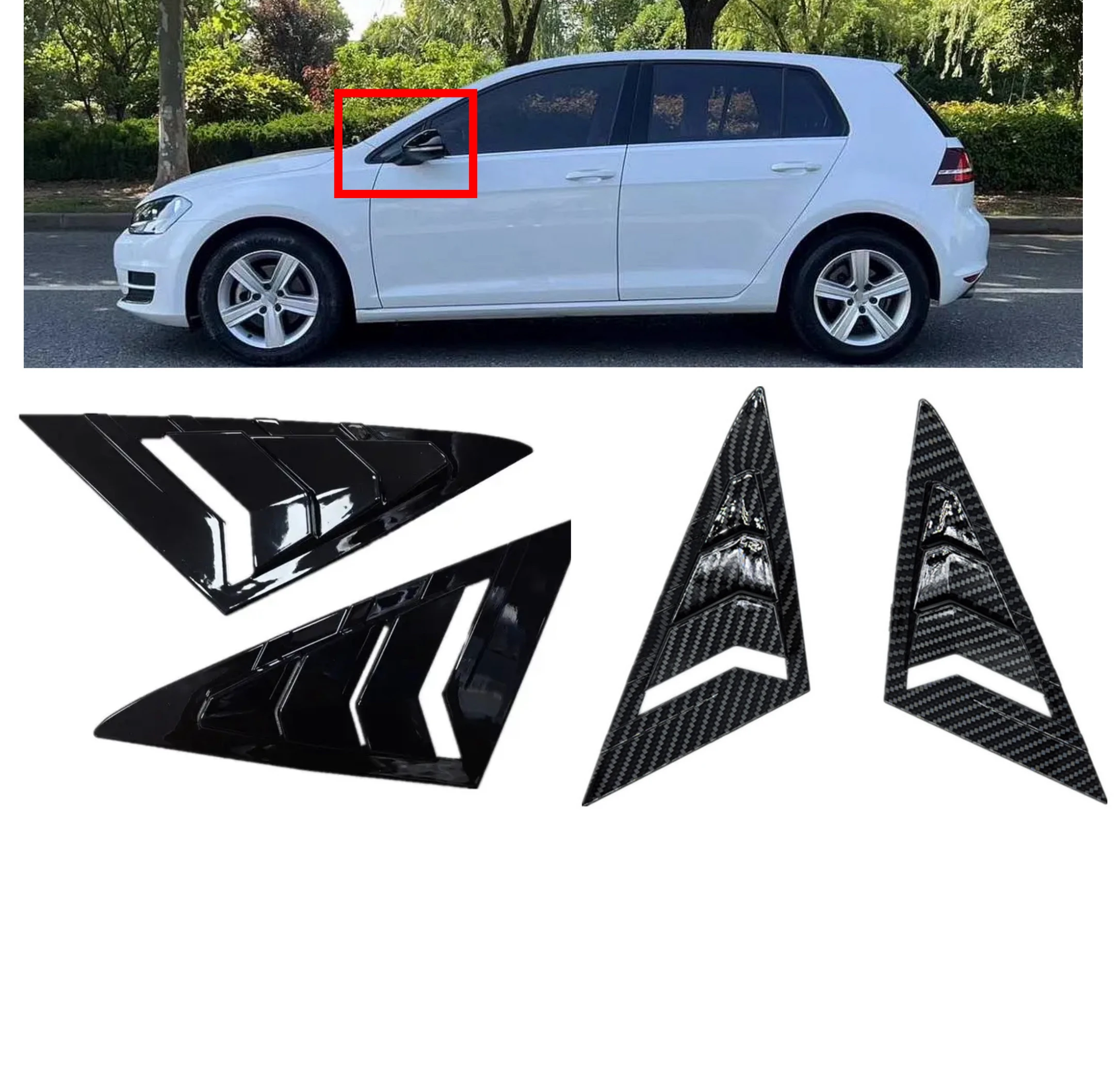 

Fit For VW Golf 7 MK7 MK7.5 2013~2020 Car Front Triangle Window Louver Side Shutter Blind Shades Cover Trim Sticker Vent Carbon