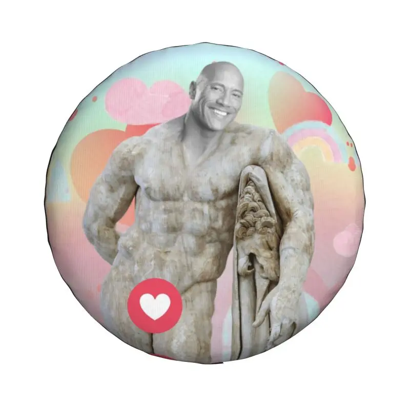 Custom Funny Johnson Meme Spare Tire Cover for Grand Cherokee Jeep RV SUV Trailer The Rock Dwayne Car Wheel Protector Covers