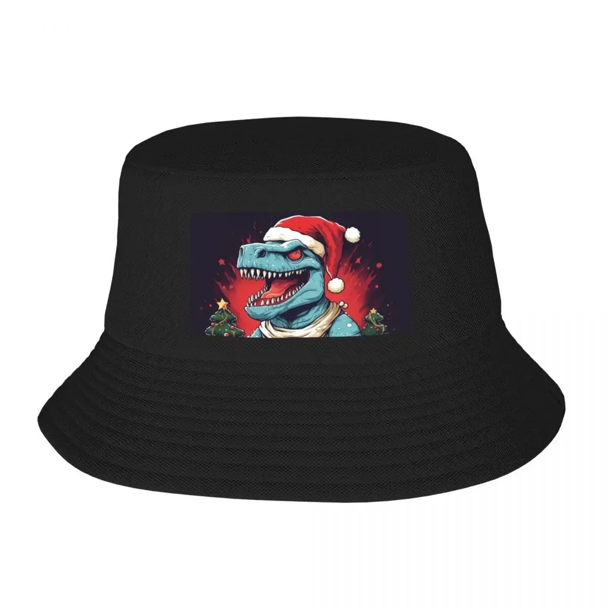 New Christmas Dino Fun Christmas Comic XMAS Bucket Hat Sunscreen Visor Hat Man For The Sun Boonie Hats Mens Caps Women's