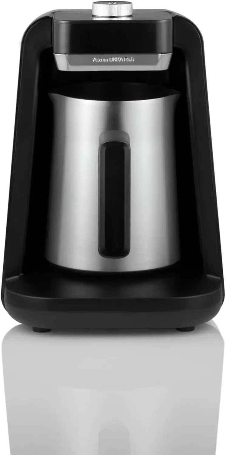 Rich Spin Pro Турецкая кофеварка и горячие напитки, бархатизер, вспениватель молока, 120 В, 5 чашек, кастрюля из нержавеющей стали, хром