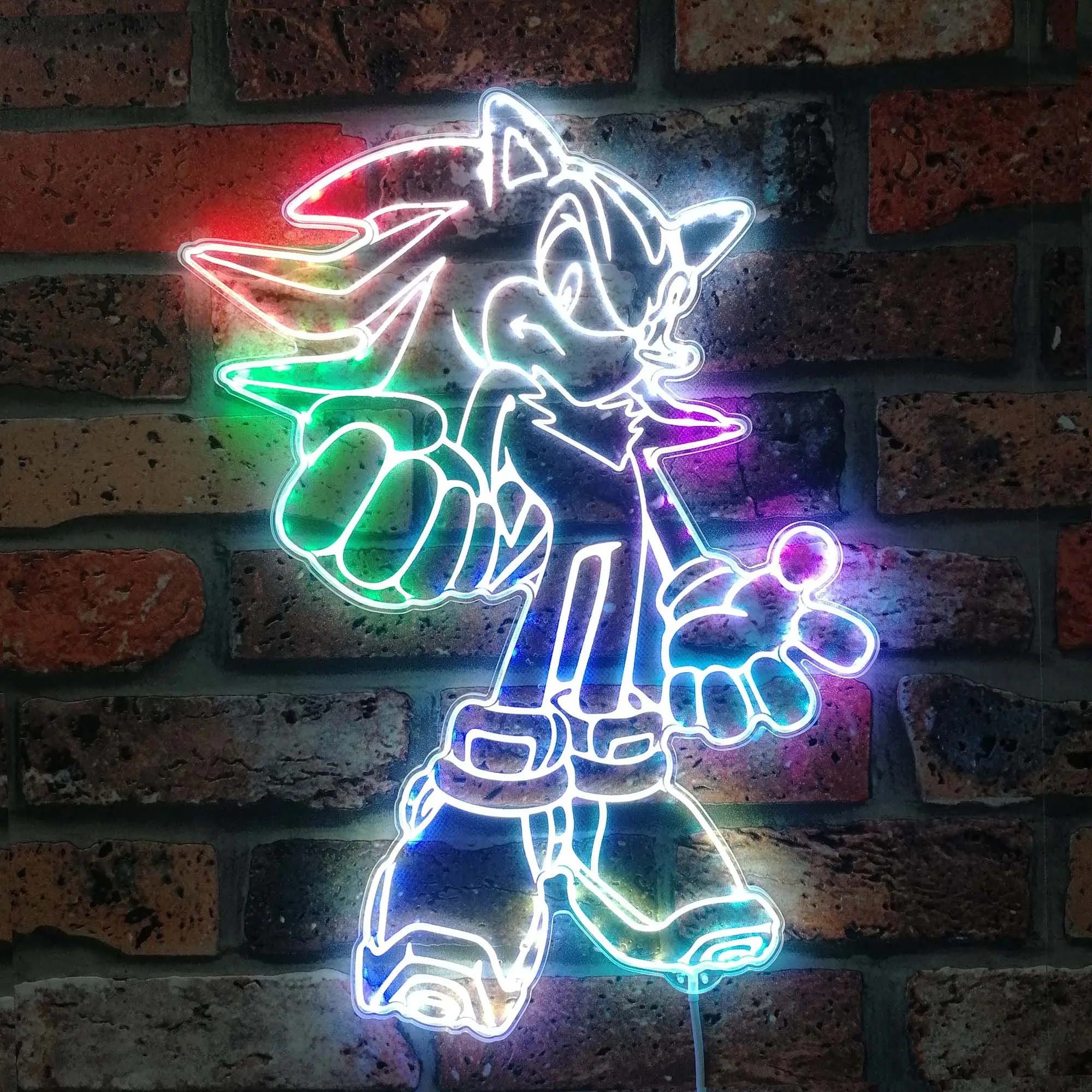 Shadow the Hedgehog Dynamic RGB Edge Lit LED Sign, Game Room Decor, Gaming Night Light