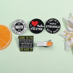 Maths Themed Enamel Pins Black Round Math Equation Brooch Backpack Hat Lapel Accessories Metal Badge Gift Jewelry Wholesale