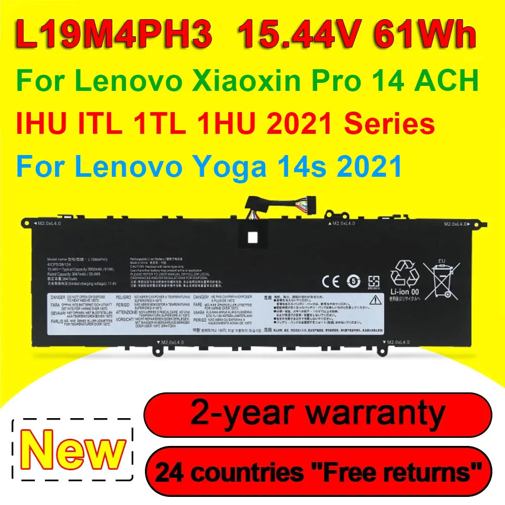 15.44V 61Wh L19M4PH3 Battery For Lenovo Xiaoxin Pro 14 ACH IHU ITL 2021 Yoga 14s Series Laptop L19C4PH3 L19D4PH3 5B10Z49518