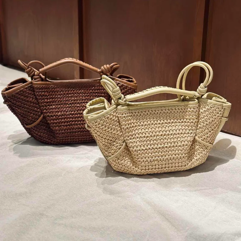 

Высококачественная роскошная коричневая кожаная плетеная сумка для женщин, модная брендовая ниша-ведро, изысканный универсальный плиссированный кошелек на плечо