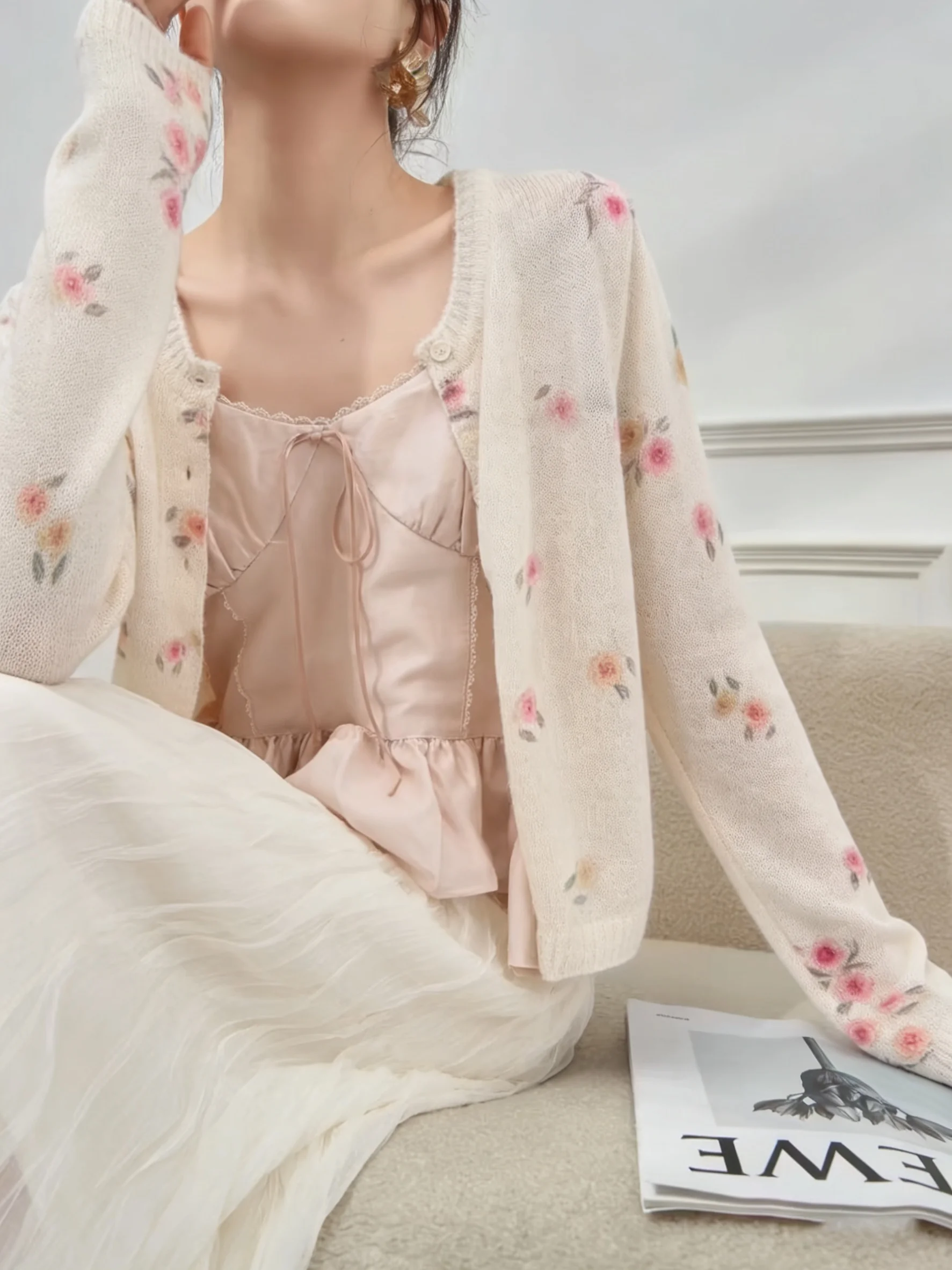 

2026 Summer Floral Print round Neck Open Cardigan And Skirt Set Women's Fashion Casual Loose Fit Mid-Length High Waist