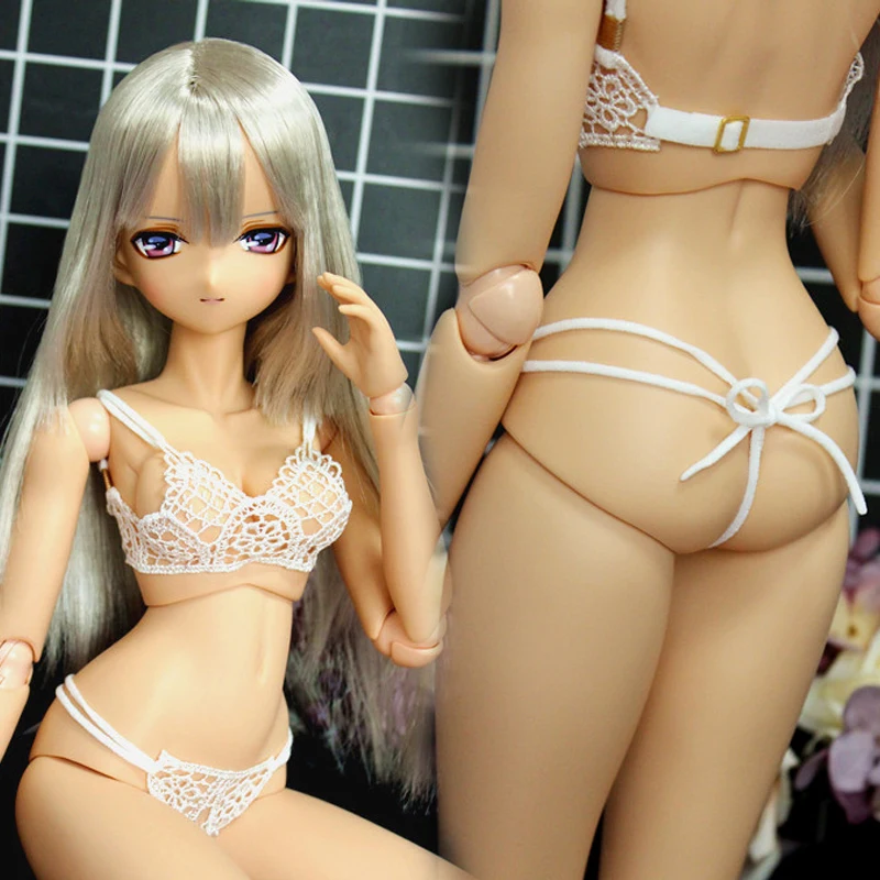 

Женская игрушка ручной работы 1/3 DD 1/4 MDD MSD кукла BJD/SD Кукла Одежда белое кружевное белье с вырезами стринги 2 шт./компл.