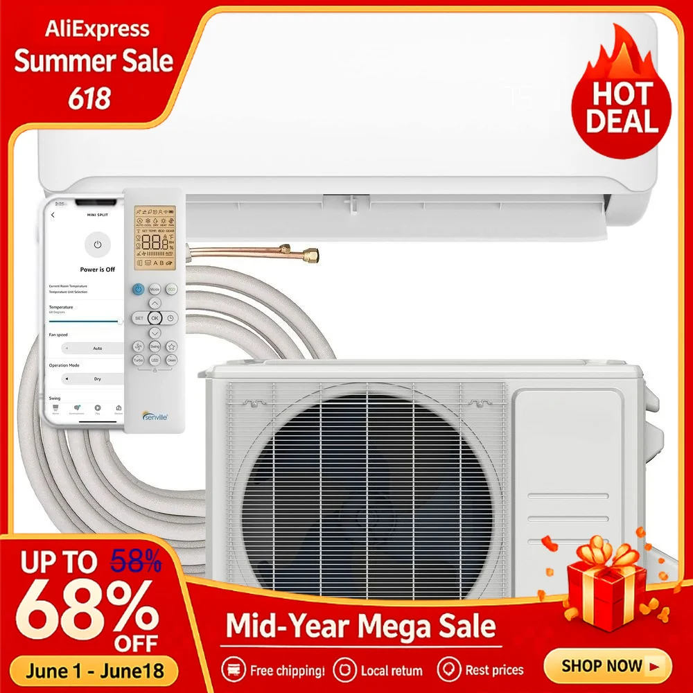 Series Mini Split Air Conditioner Heat Pump, 12000 BTU 110 120V, Inverter, Works with Alexa, SEER2 20.8, 1 Ton, White, Custom