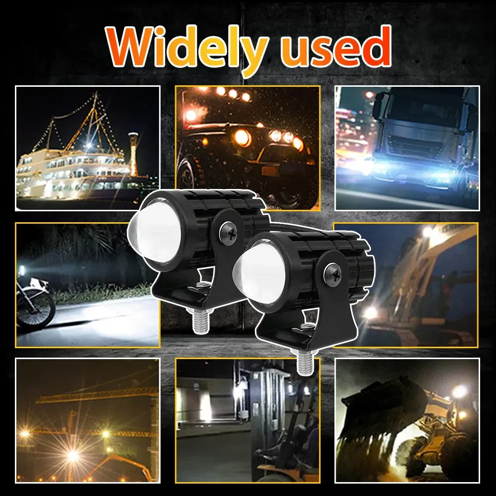 With Switch 2 PCS Super Bright Motorcycle LED Explorers Headlight Projector Fisheye Lens LED Moto Fog Auxiliary Motorcycle Headl