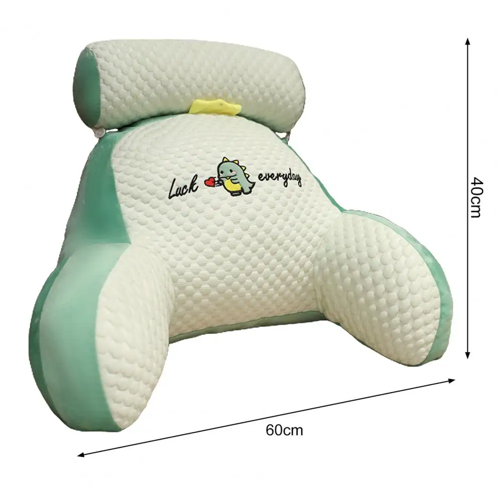 Almohada cómoda de lectura con soporte para el brazo, diseño de estampado de dibujos animados, respaldo desmontable para sofá, relajación