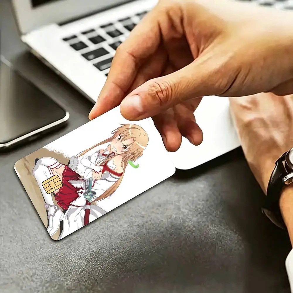 Asuna Yuuki Sword Art Online HD Waterproof Credit Card Stickers Silicone Decals For Chip Game Cards