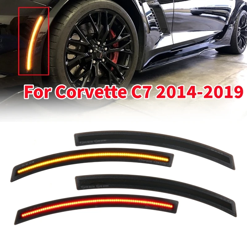 

4Pcs Car Front Rear LED Side Marker Light For Corvette C7 2014-2019 Professional Auto Parts