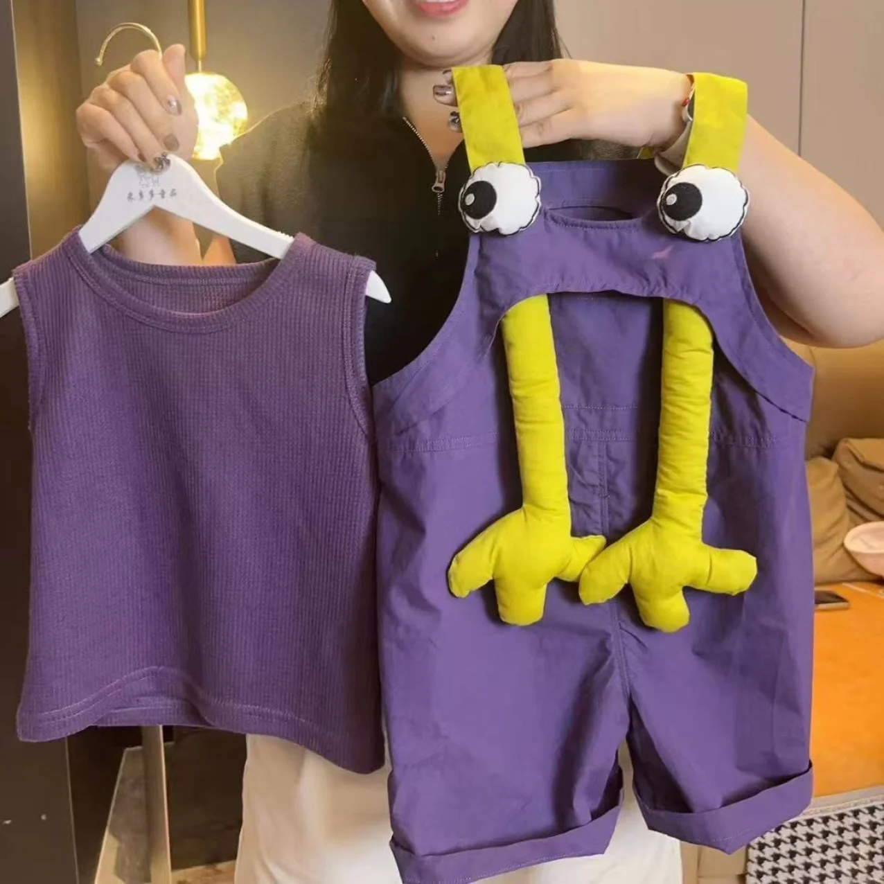 

Summer Children's 2025 New Boys' and Girls' Fashion Leisure Versatile Loose Short Sleeve Jumpsuit Set 80-140CM