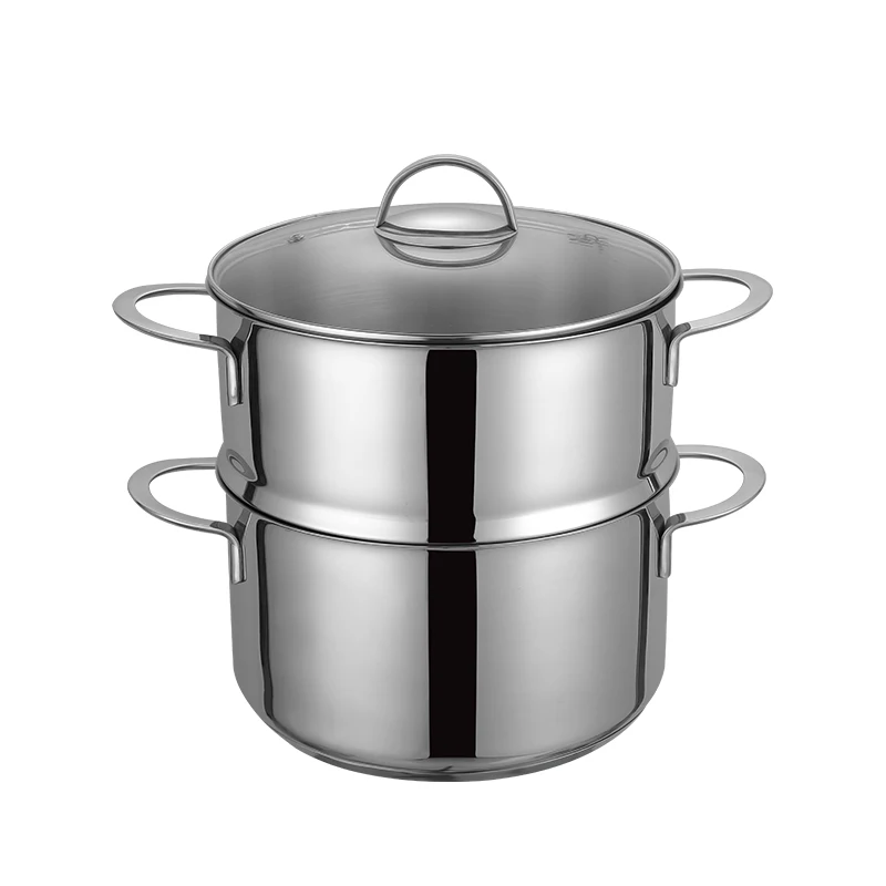 Stainless steel household steamer large-capacity multi-in-one multi-functional soup pot binaural thickening design