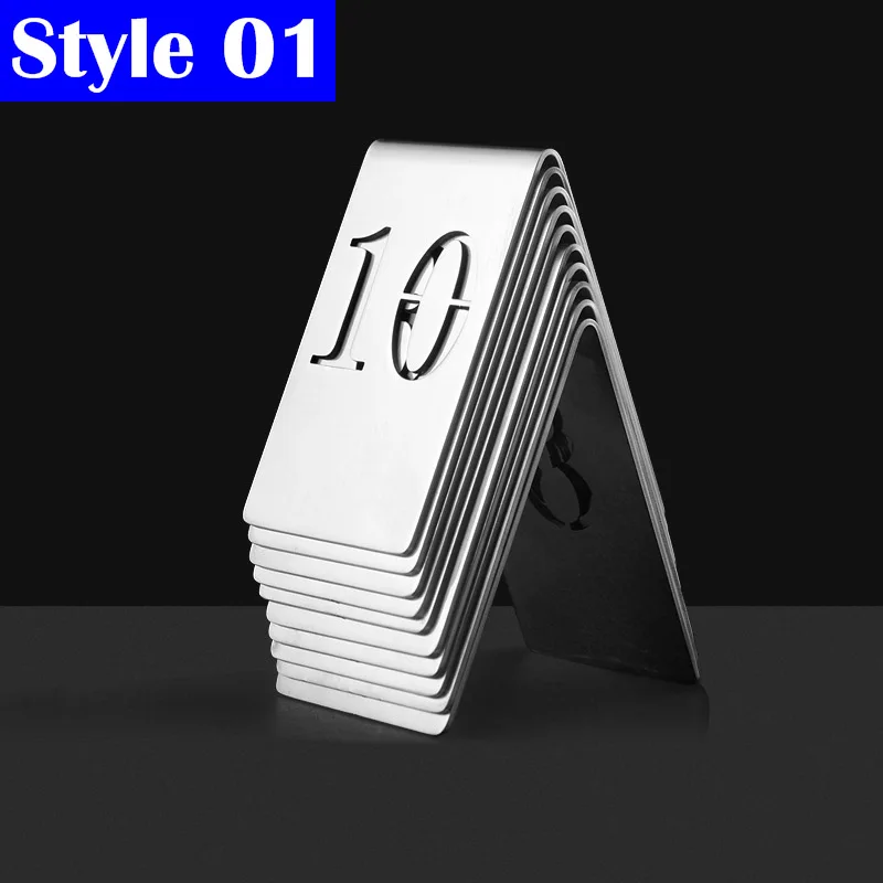 5 Pcs Stainless Steel Hollow Out Table Numbers Desktop Signboard Metal Stand Number Plates Hotel Restaurant Cafe Bar Seat Signs