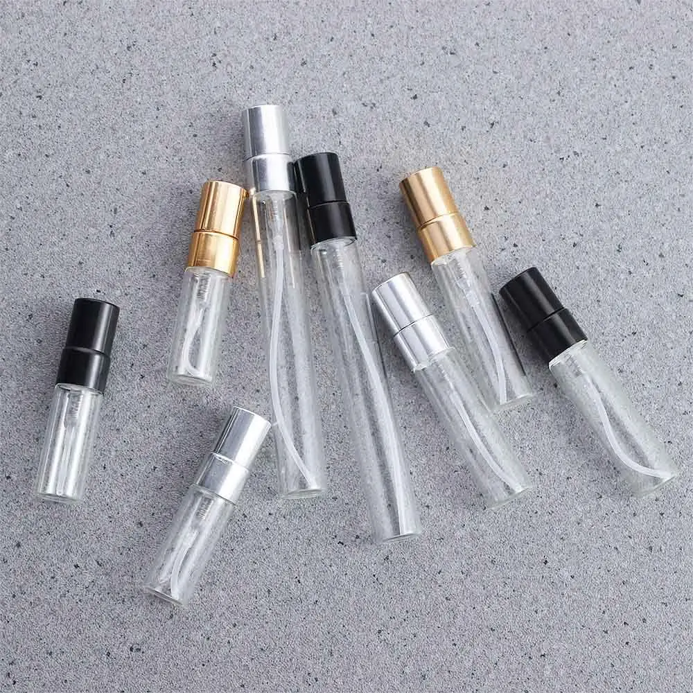 Mädchen transparente Feuchtigkeit creme Gold Silber Kappe flüssiges Parfüm Zerstäuber Kosmetik behälter nachfüllbare Glasflasche Sprüh flasche