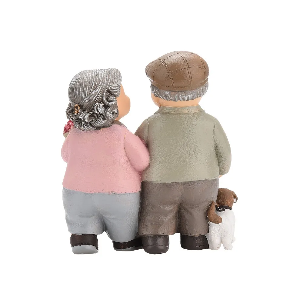 Resin Elderly Couple Resin Figurine 5in Colorful Grandpa Grandma Cake Making Statue Desktop Figurine Couple Figurine