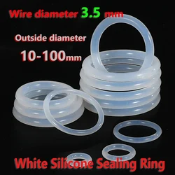 VMQ White Silicone Sealing Ring CS 3.5mm OD10-100mm Food Grade Rubber Insulate Shape Seal O-ring Silicone Rings