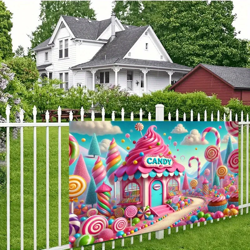 قطعة واحدة من ديكورات الحائط المصنوعة من القماش لخلفية بيت الحلوى الملونة دريم لاند، لا يتطلب مصدر طاقة #3