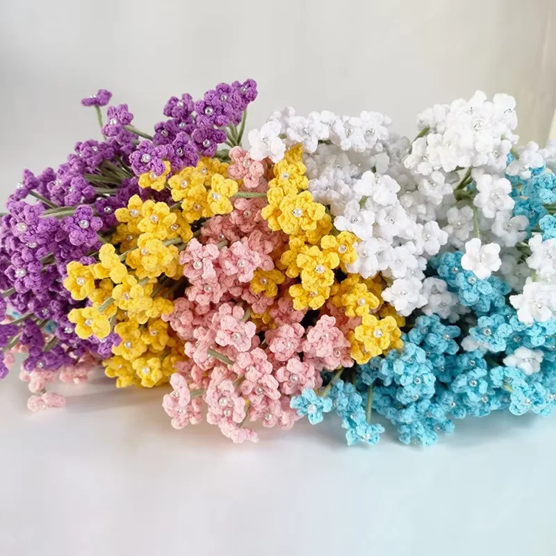 New Hand Woven Yarn Bouquet, Starry Sky Flower Finished Product, Simulated Flower, Wedding Accessories, Home Decoration